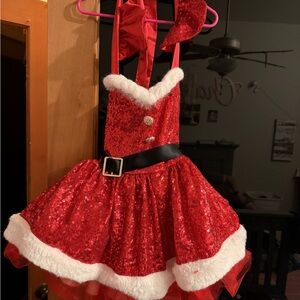 Amazon Red Sequin Kids Costume with White Trim